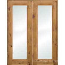 Pine Wood Glass French Extrance Wood Doors